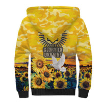 Glory to Ukraine Sherpa Hoodie Sunflower Field Modern Art