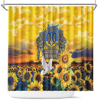 Glory to Ukraine Shower Curtain Sunflower Field Modern Art