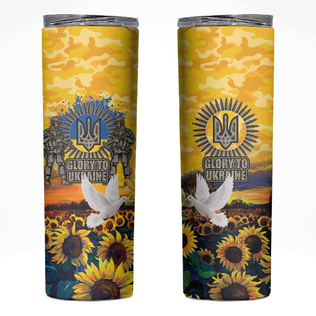 Glory to Ukraine Skinny Tumbler Sunflower Field Modern Art