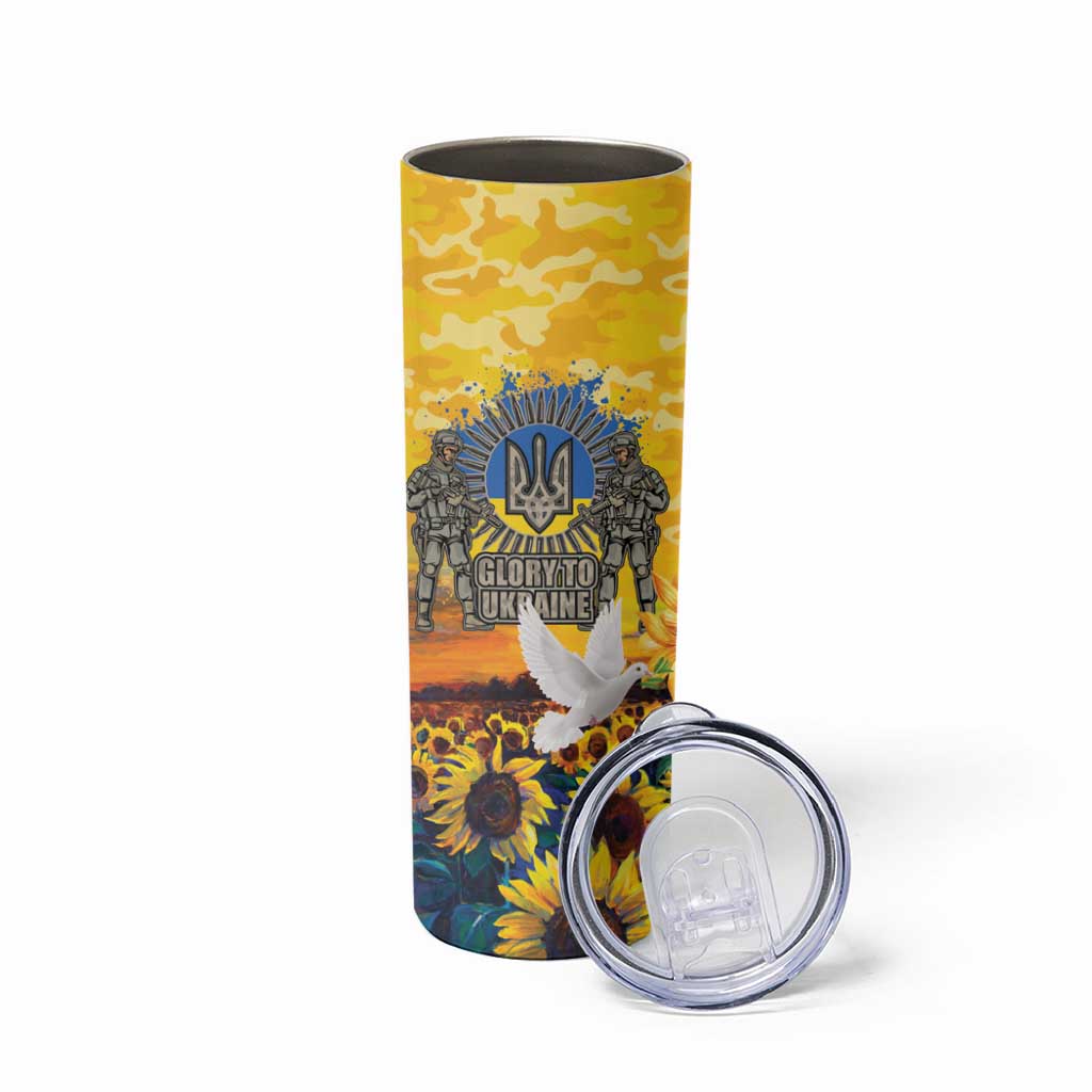 Glory to Ukraine Skinny Tumbler Sunflower Field Modern Art