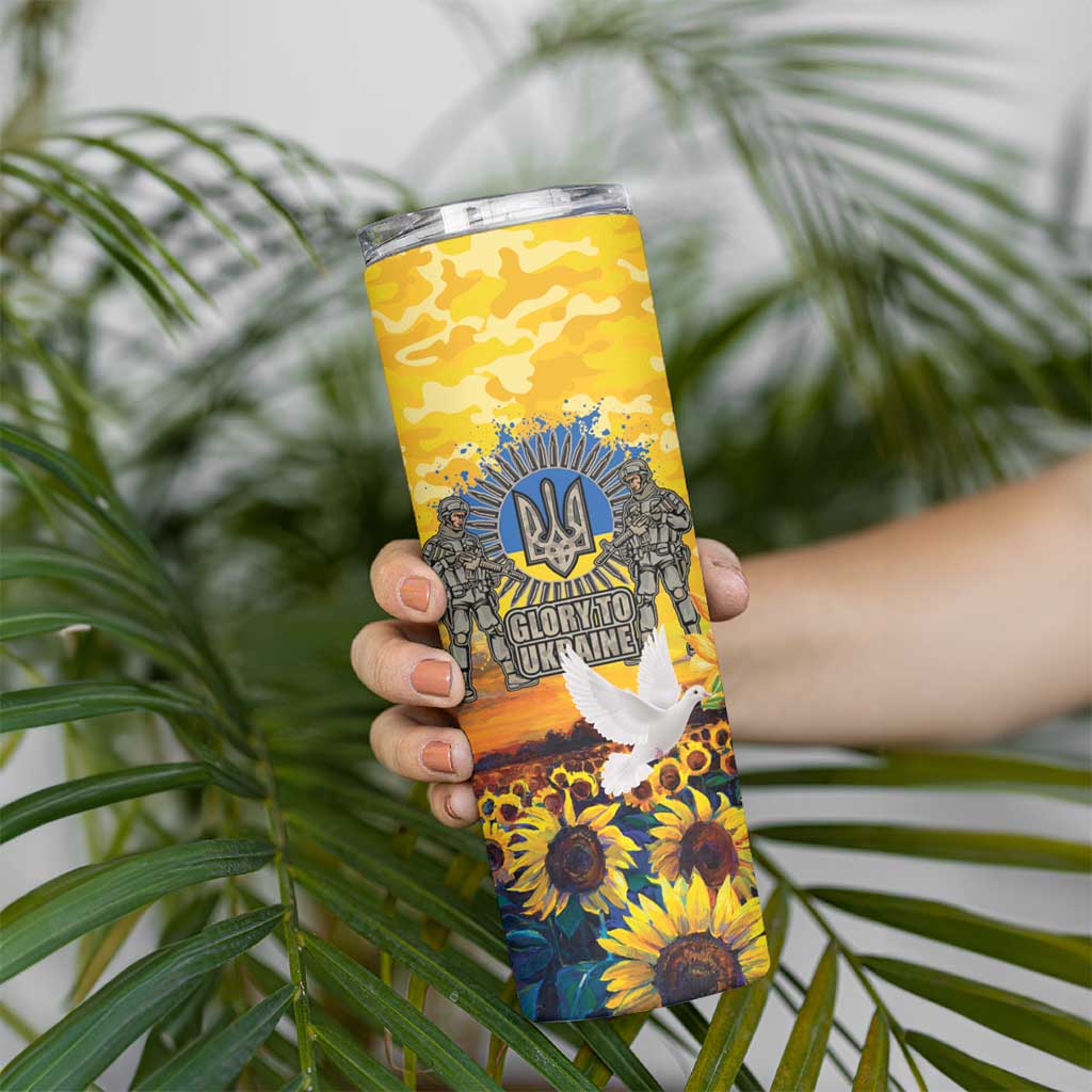 Glory to Ukraine Skinny Tumbler Sunflower Field Modern Art