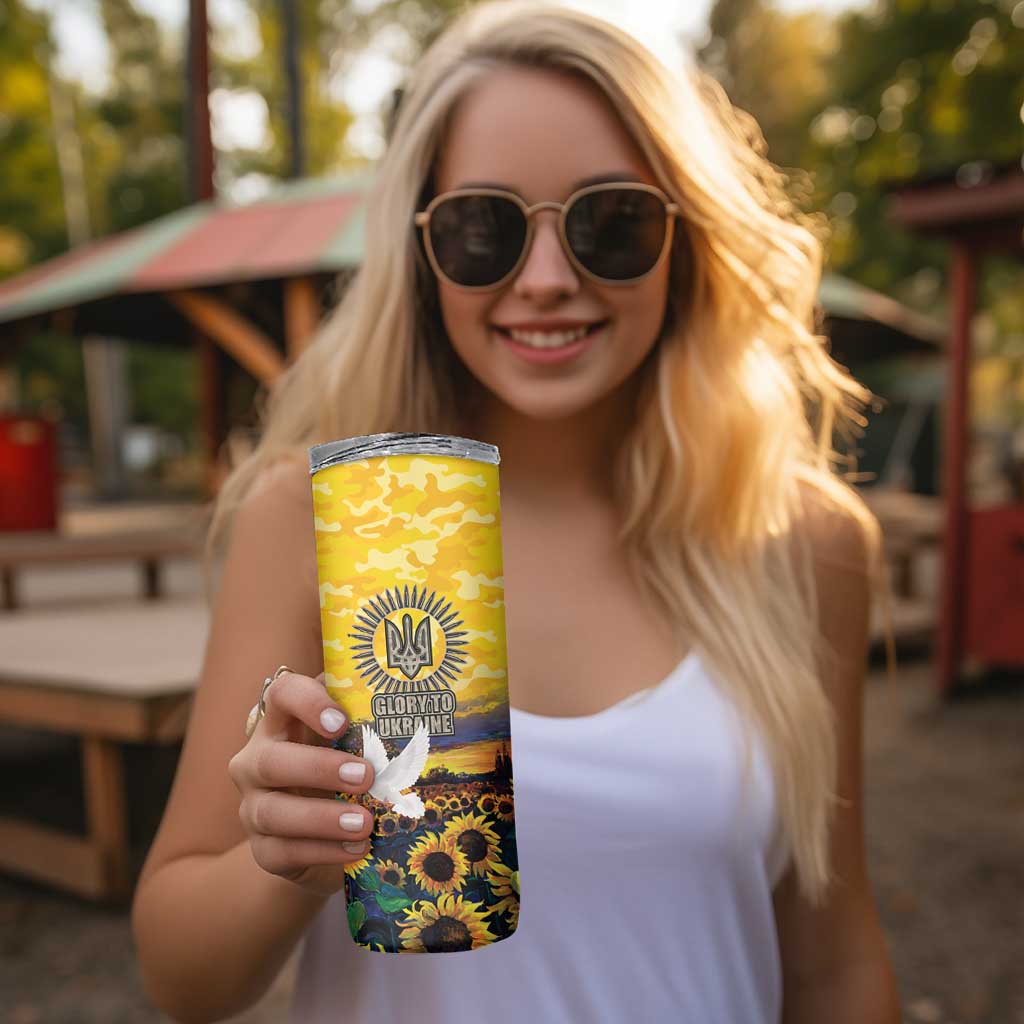 Glory to Ukraine Skinny Tumbler Sunflower Field Modern Art