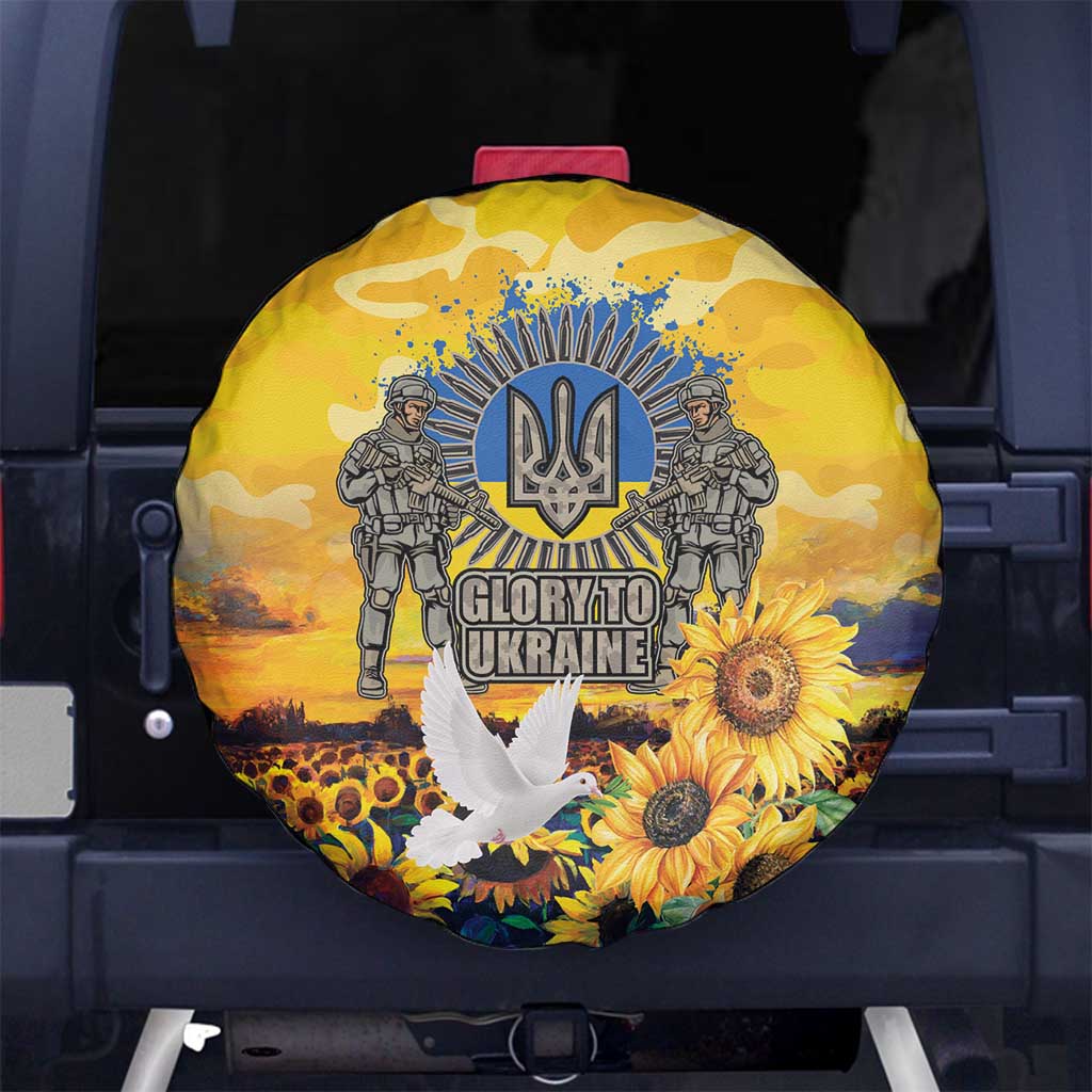 Glory to Ukraine Spare Tire Cover Sunflower Field Modern Art