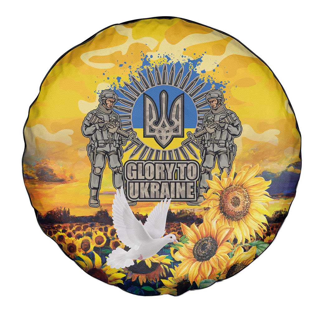 Glory to Ukraine Spare Tire Cover Sunflower Field Modern Art