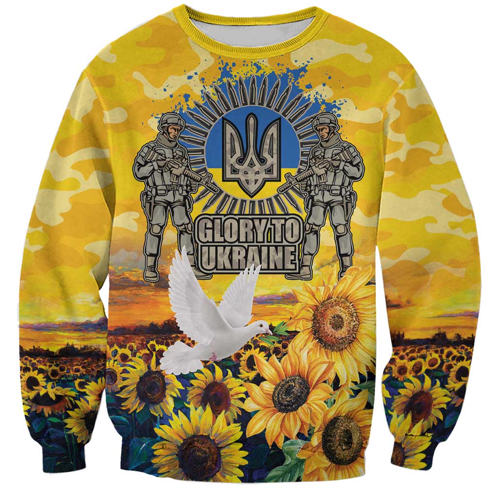 Glory to Ukraine Sweatshirt Sunflower Field Modern Art