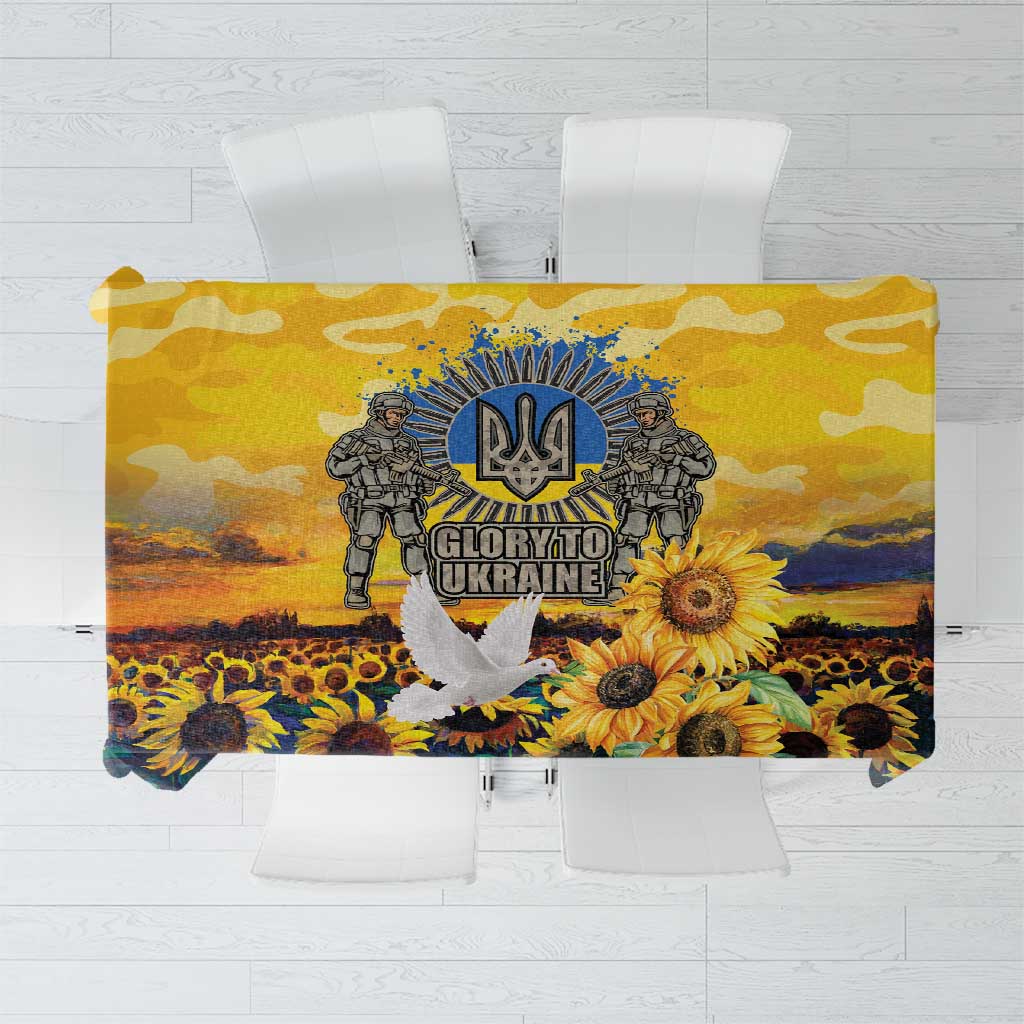 Glory to Ukraine Tablecloth Sunflower Field Modern Art