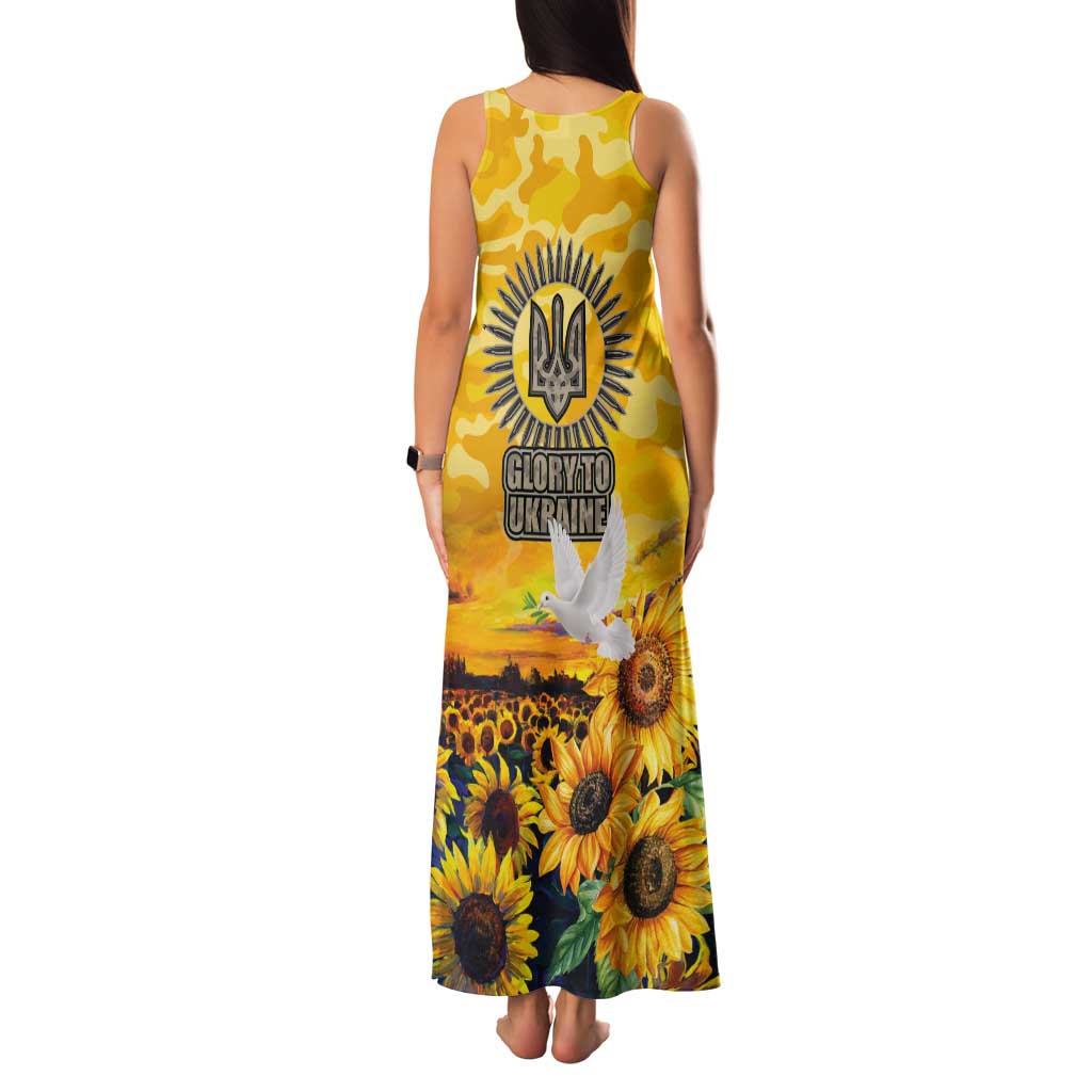 Glory to Ukraine Tank Maxi Dress Sunflower Field Modern Art