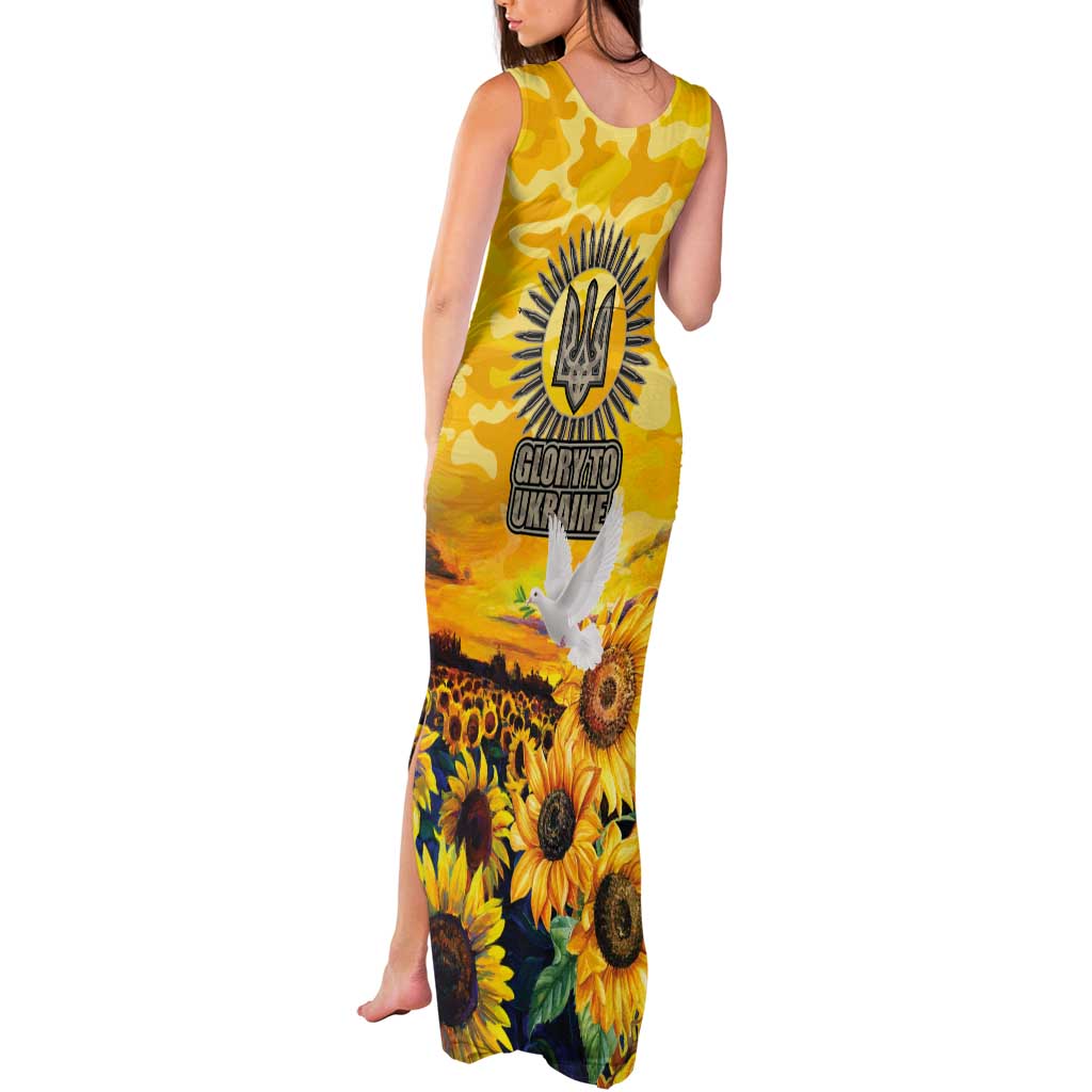 Glory to Ukraine Tank Maxi Dress Sunflower Field Modern Art