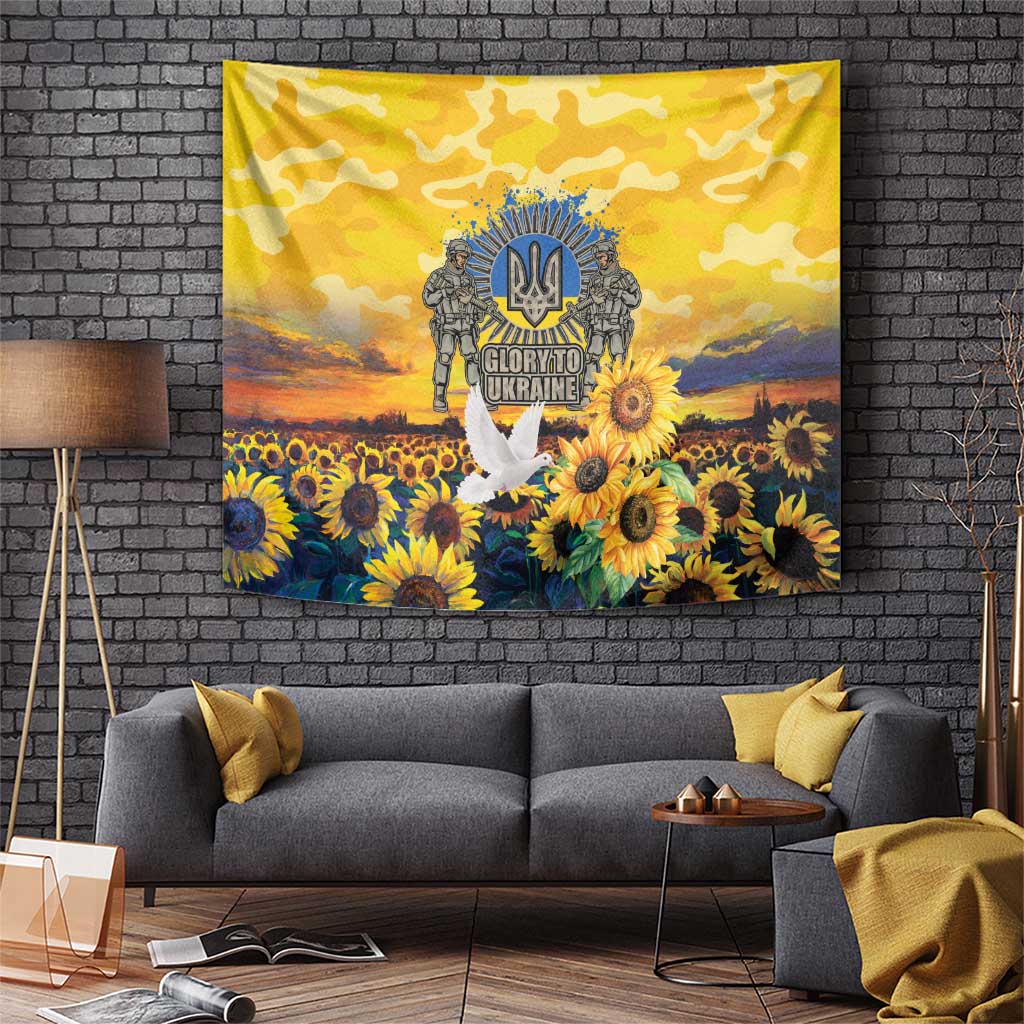 Glory to Ukraine Tapestry Sunflower Field Modern Art