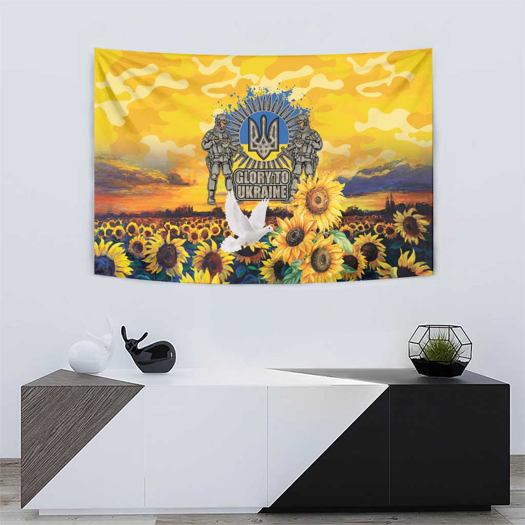 Glory to Ukraine Tapestry Sunflower Field Modern Art