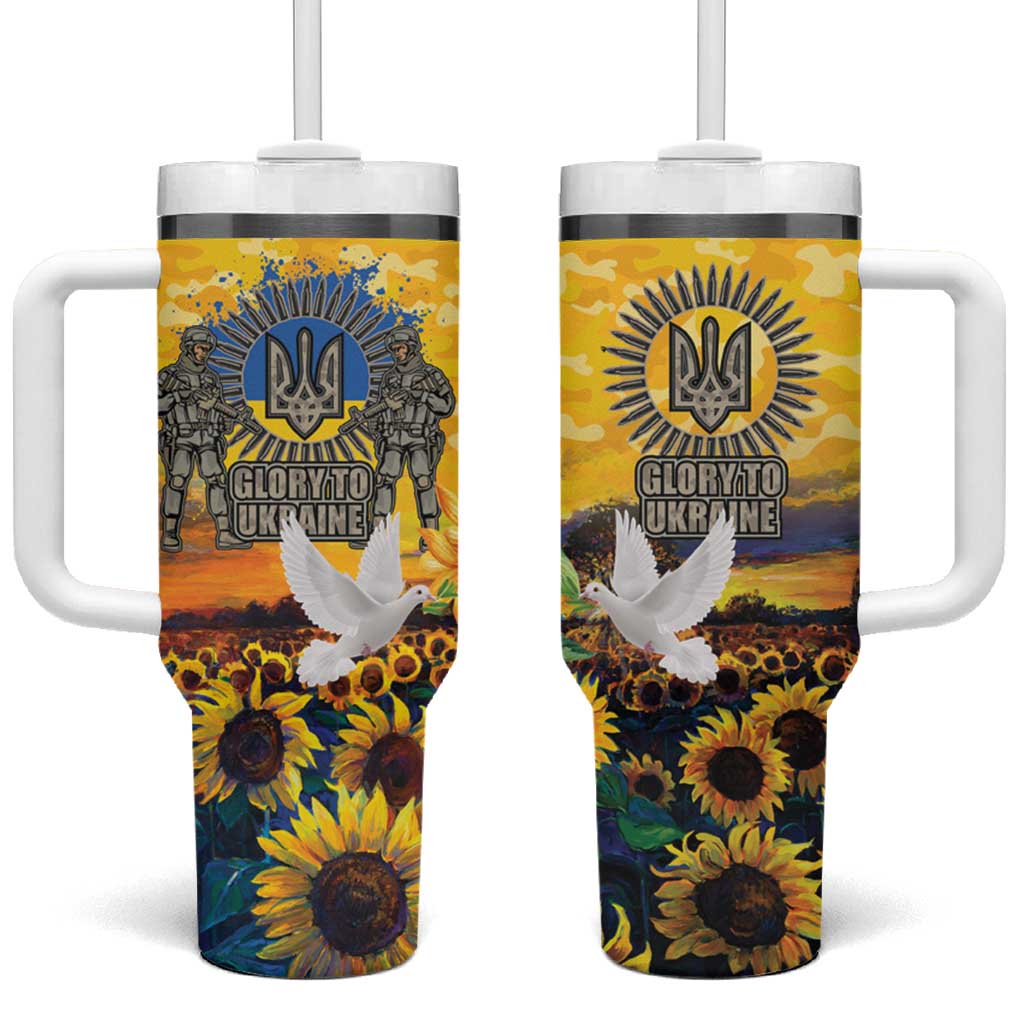 Glory to Ukraine Tumbler With Handle Sunflower Field Modern Art