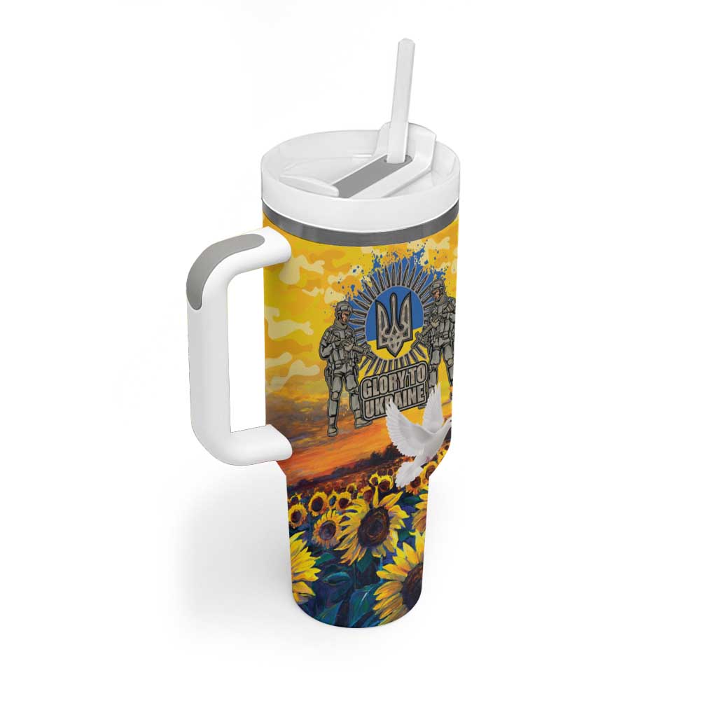 Glory to Ukraine Tumbler With Handle Sunflower Field Modern Art