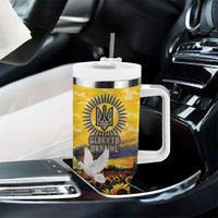 Glory to Ukraine Tumbler With Handle Sunflower Field Modern Art