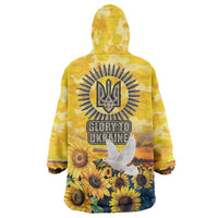 Glory to Ukraine Wearable Blanket Hoodie Sunflower Field Modern Art
