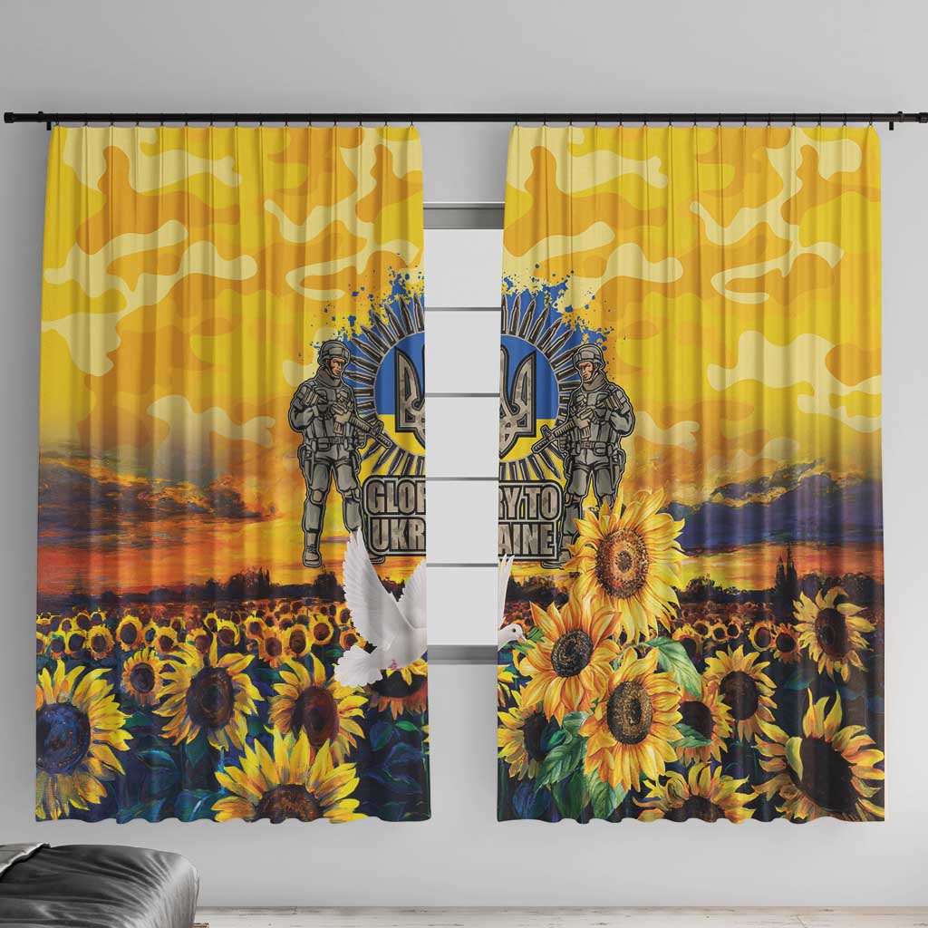 Glory to Ukraine Window Curtain Sunflower Field Modern Art