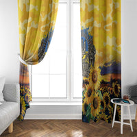 Glory to Ukraine Window Curtain Sunflower Field Modern Art