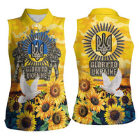 Glory to Ukraine Women Sleeveless Polo Shirt Sunflower Field Modern Art