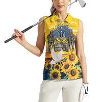 Glory to Ukraine Women Sleeveless Polo Shirt Sunflower Field Modern Art