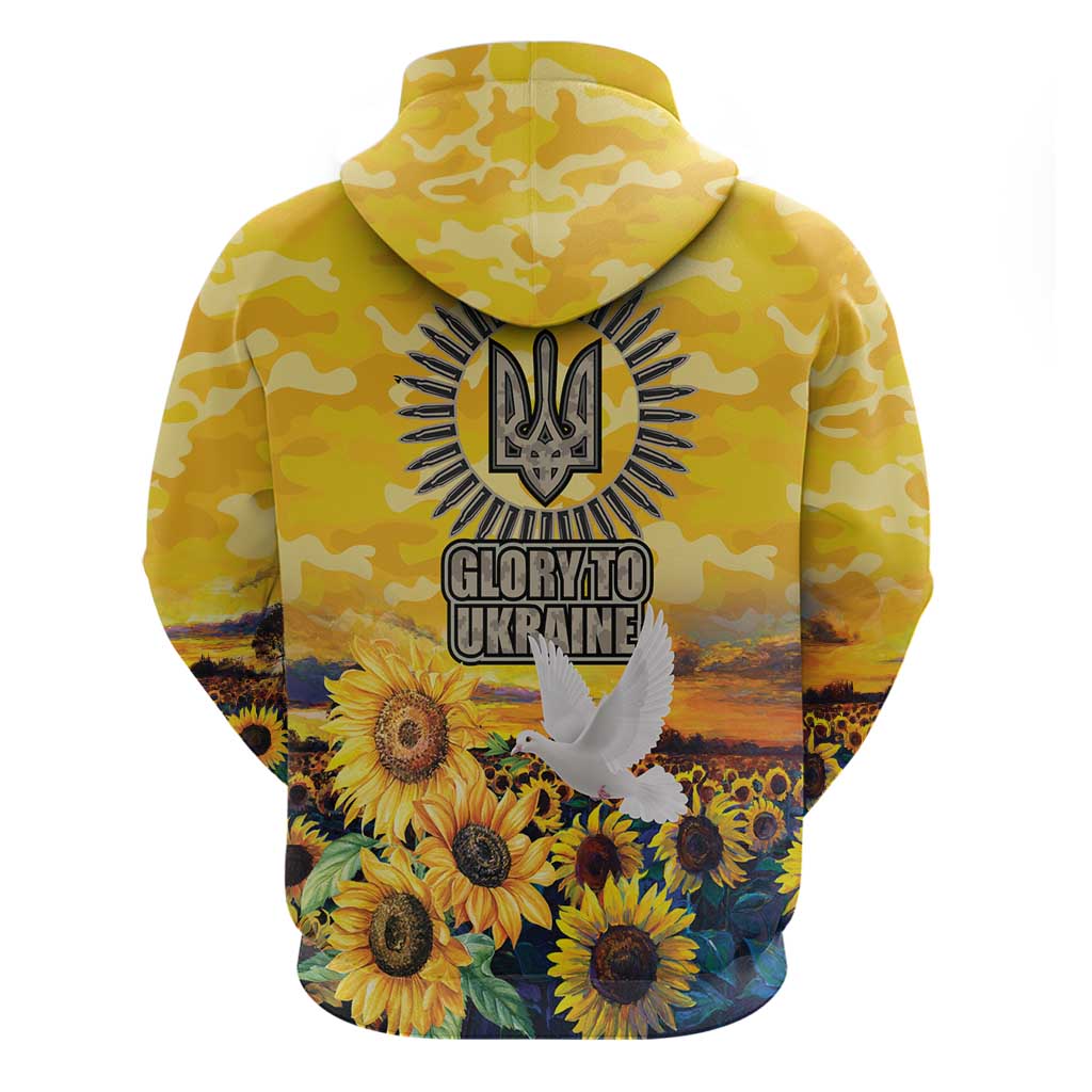 Glory to Ukraine Zip Hoodie Sunflower Field Modern Art
