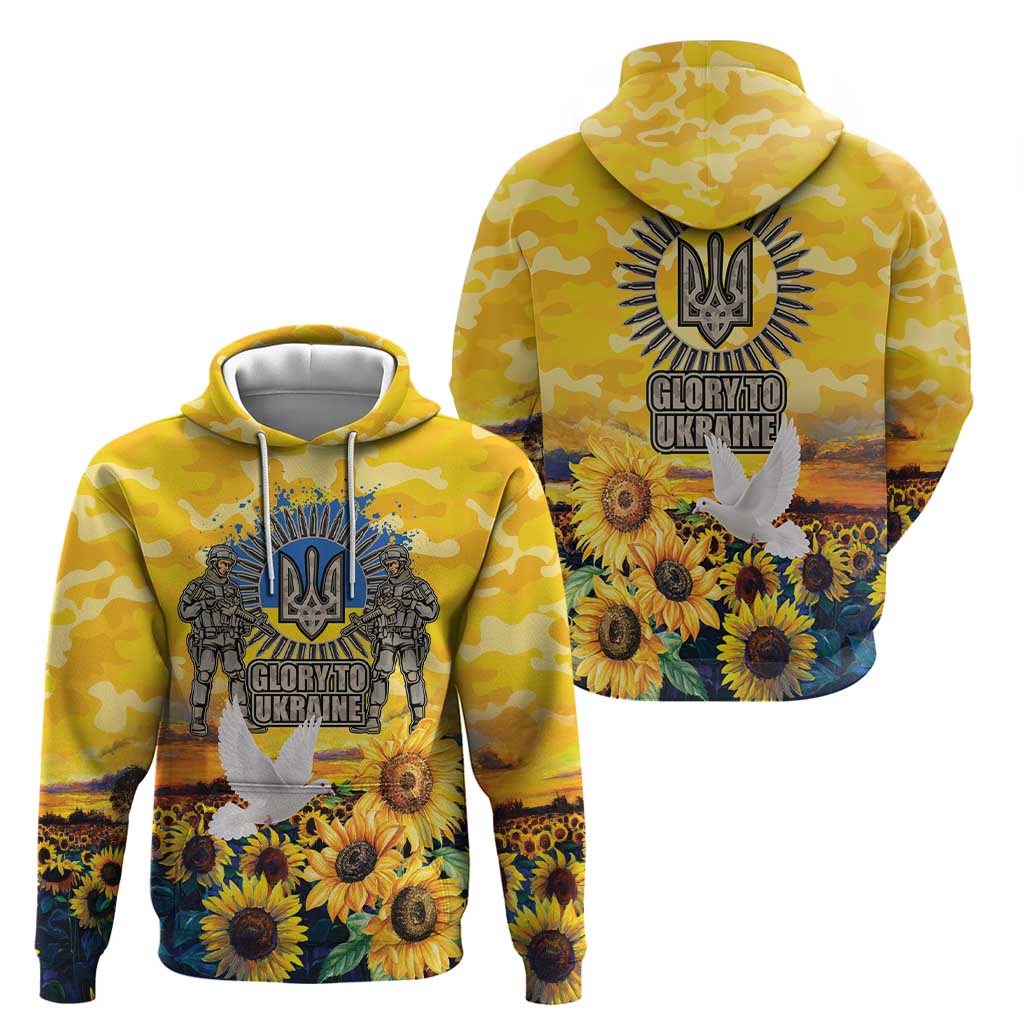Glory to Ukraine Zip Hoodie Sunflower Field Modern Art