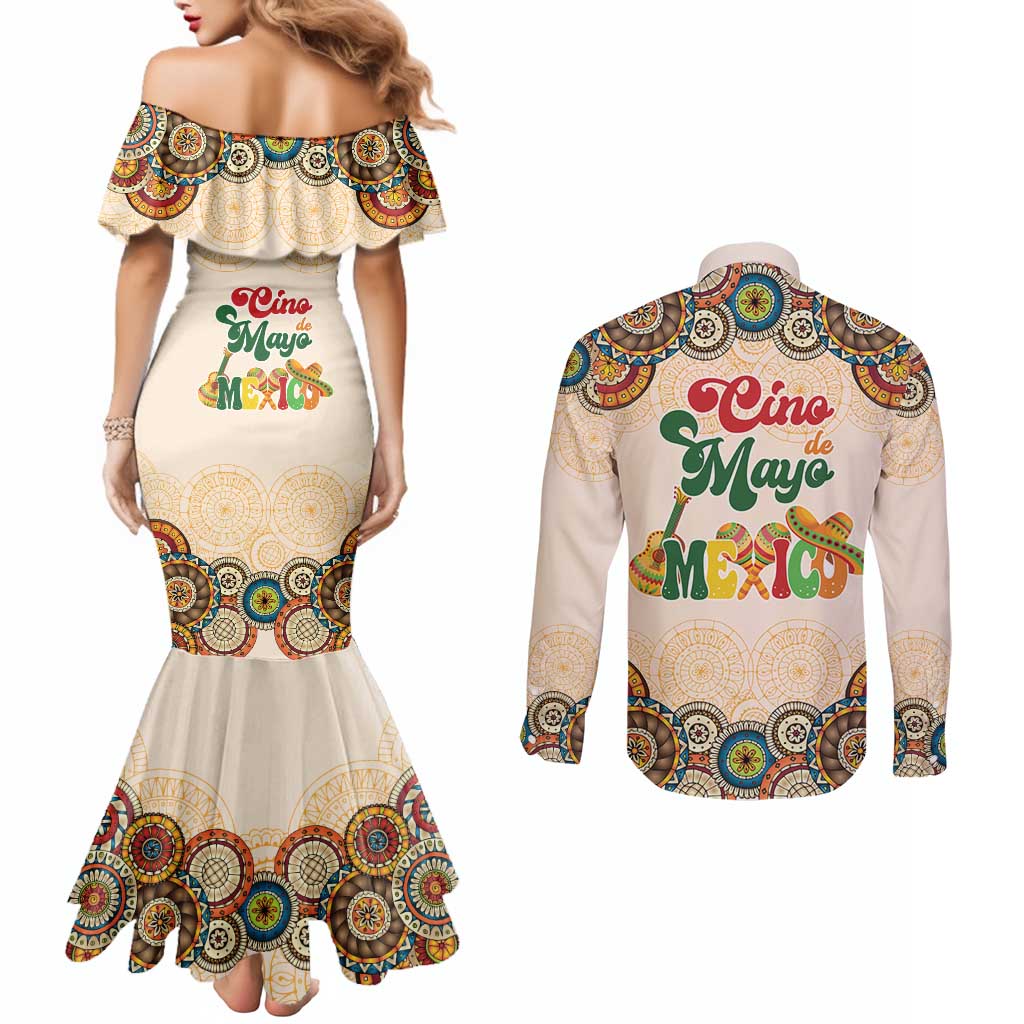 Mamacita Cinco De Mayo Spirit Couples Matching Mermaid Dress and Long Sleeve Button Shirt