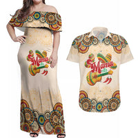 Mamacita Cinco De Mayo Spirit Couples Matching Off Shoulder Maxi Dress and Hawaiian Shirt