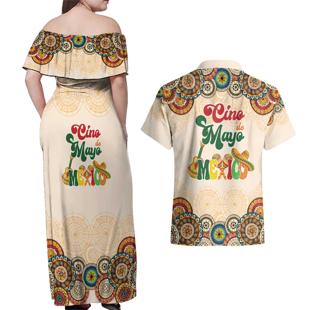 Mamacita Cinco De Mayo Spirit Couples Matching Off Shoulder Maxi Dress and Hawaiian Shirt
