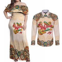 Mamacita Cinco De Mayo Spirit Couples Matching Off Shoulder Maxi Dress and Long Sleeve Button Shirt