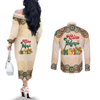 Mamacita Cinco De Mayo Spirit Couples Matching Off The Shoulder Long Sleeve Dress and Long Sleeve Button Shirt