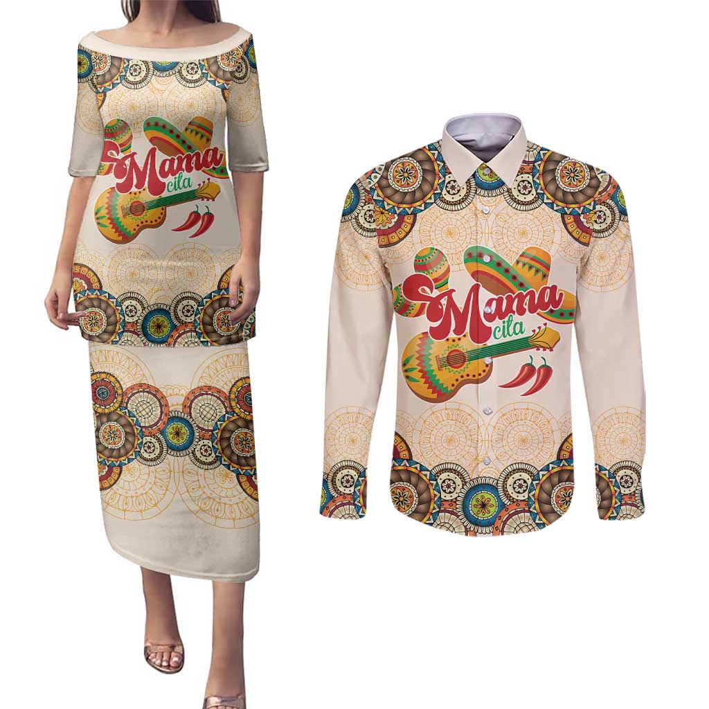 Mamacita Cinco De Mayo Spirit Couples Matching Puletasi and Long Sleeve Button Shirt