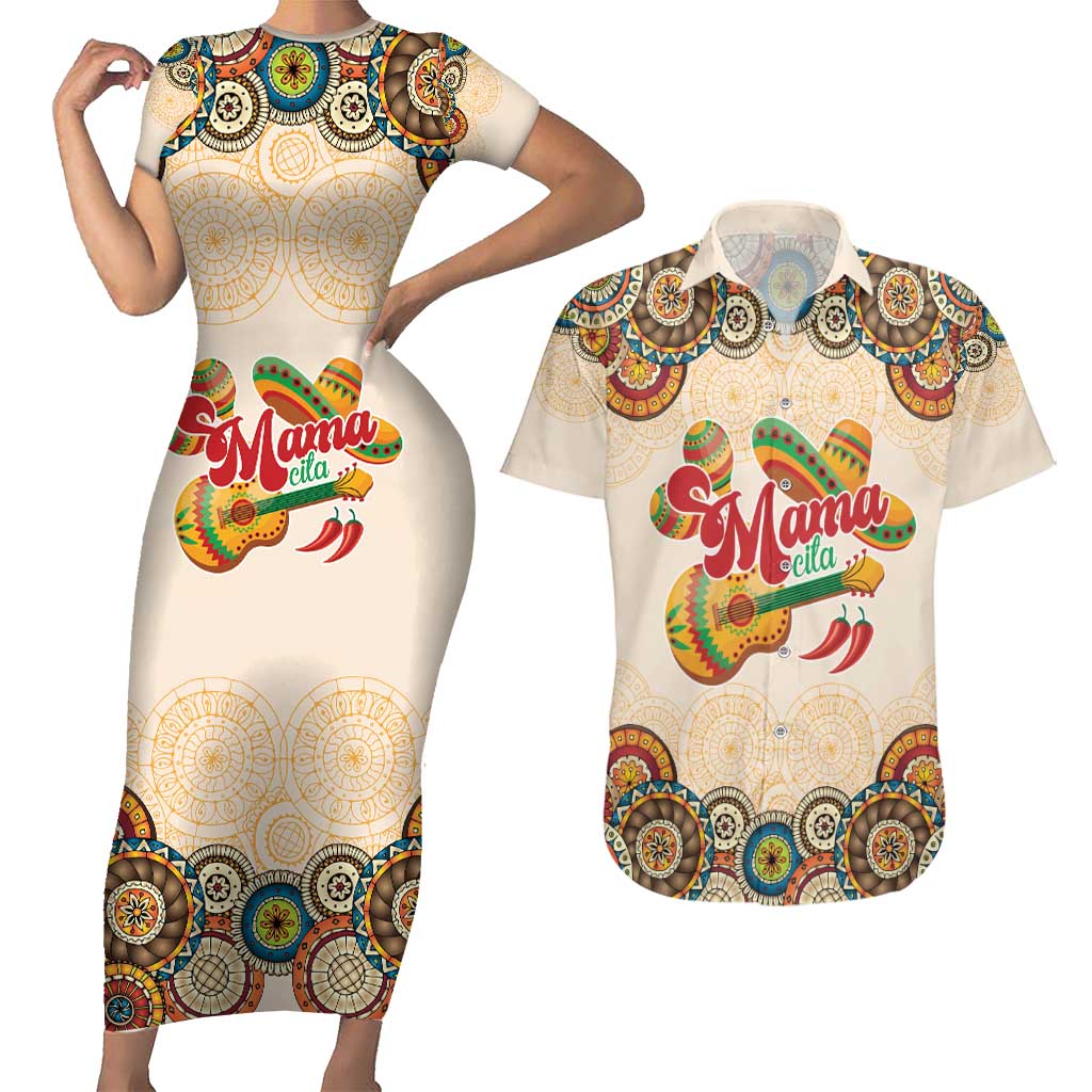 Mamacita Cinco De Mayo Spirit Couples Matching Short Sleeve Bodycon Dress and Hawaiian Shirt