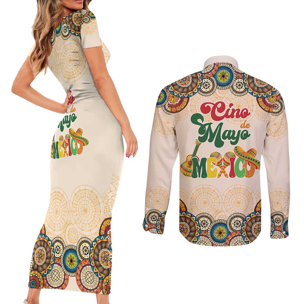 Mamacita Cinco De Mayo Spirit Couples Matching Short Sleeve Bodycon Dress and Long Sleeve Button Shirt