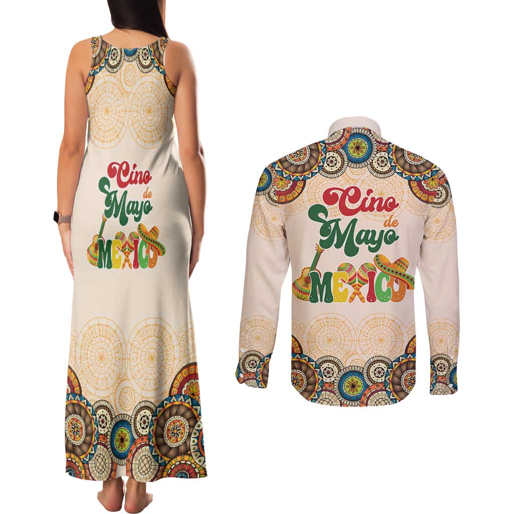 Mamacita Cinco De Mayo Spirit Couples Matching Tank Maxi Dress and Long Sleeve Button Shirt