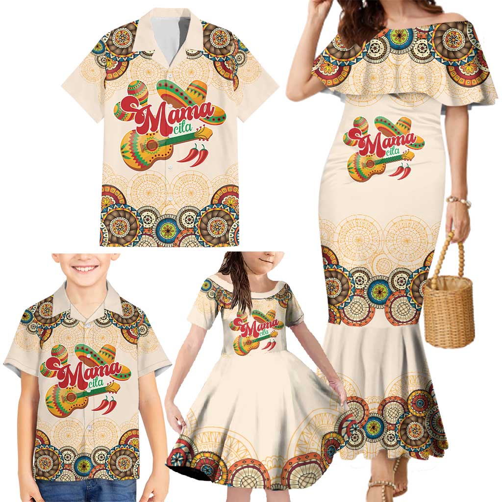 Mamacita Cinco De Mayo Spirit Family Matching Mermaid Dress and Hawaiian Shirt