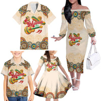 Mamacita Cinco De Mayo Spirit Family Matching Off The Shoulder Long Sleeve Dress and Hawaiian Shirt