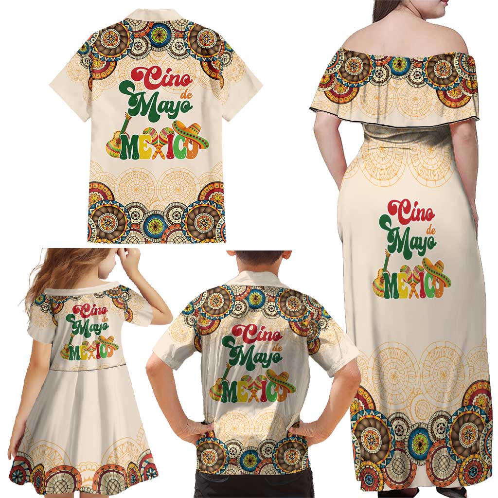 Mamacita Cinco De Mayo Spirit Family Matching Off Shoulder Maxi Dress and Hawaiian Shirt