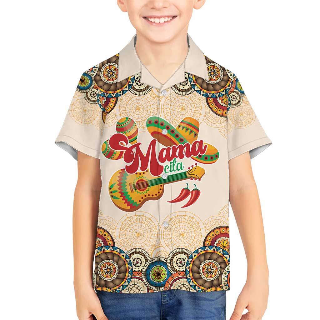 Mamacita Cinco De Mayo Spirit Family Matching Off Shoulder Maxi Dress and Hawaiian Shirt