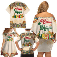 Mamacita Cinco De Mayo Spirit Family Matching Off Shoulder Short Dress and Hawaiian Shirt