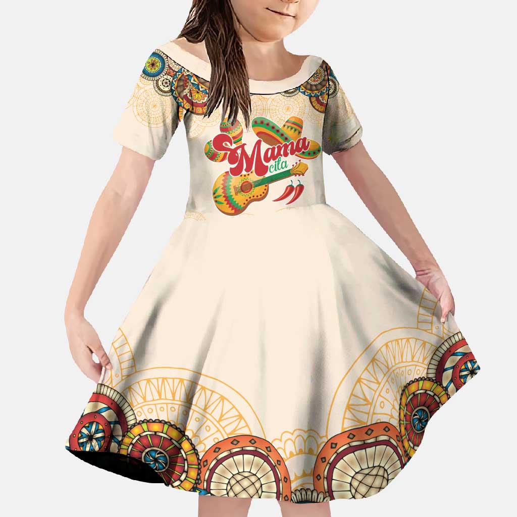 Mamacita Cinco De Mayo Spirit Family Matching Short Sleeve Bodycon Dress and Hawaiian Shirt
