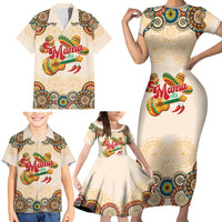 Mamacita Cinco De Mayo Spirit Family Matching Short Sleeve Bodycon Dress and Hawaiian Shirt