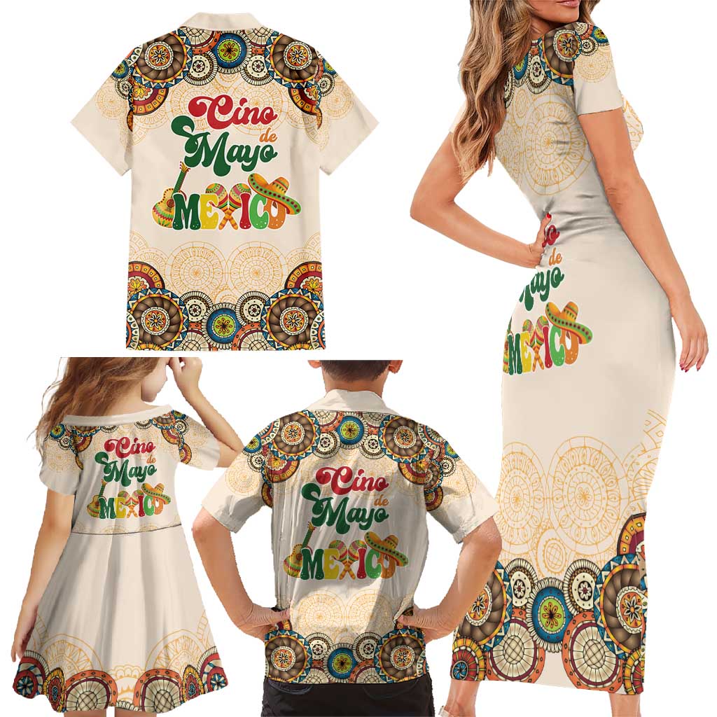 Mamacita Cinco De Mayo Spirit Family Matching Short Sleeve Bodycon Dress and Hawaiian Shirt
