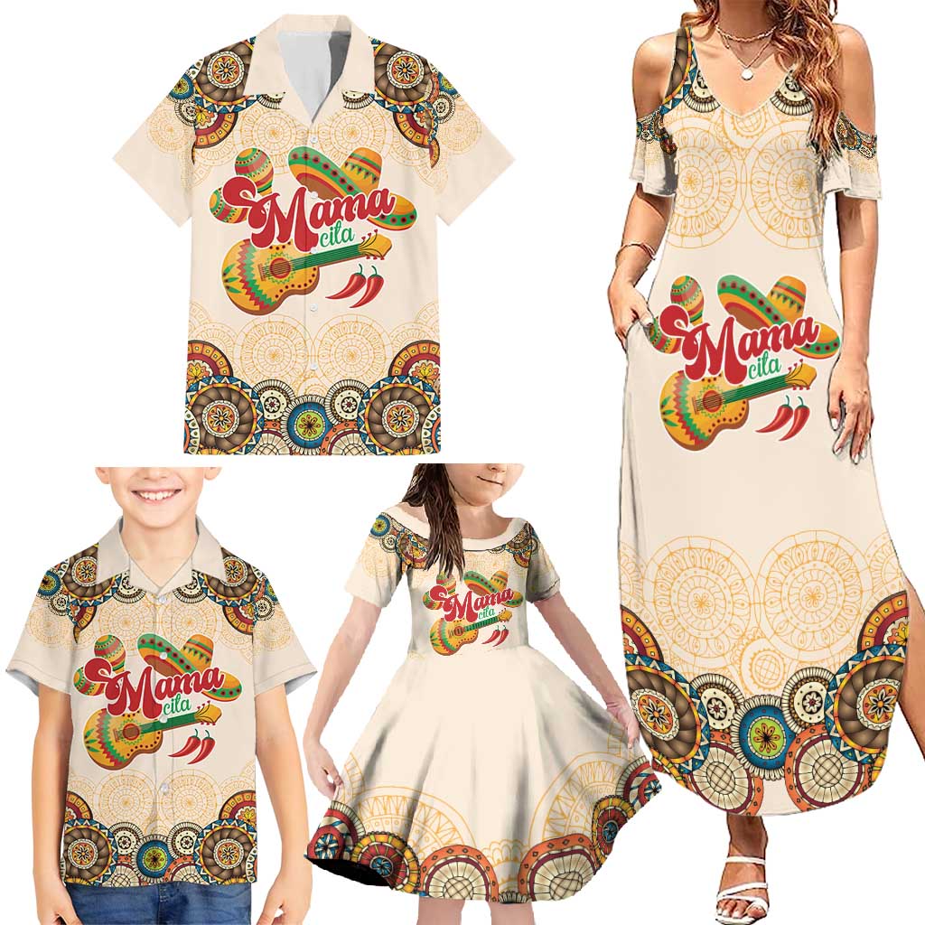 Mamacita Cinco De Mayo Spirit Family Matching Summer Maxi Dress and Hawaiian Shirt