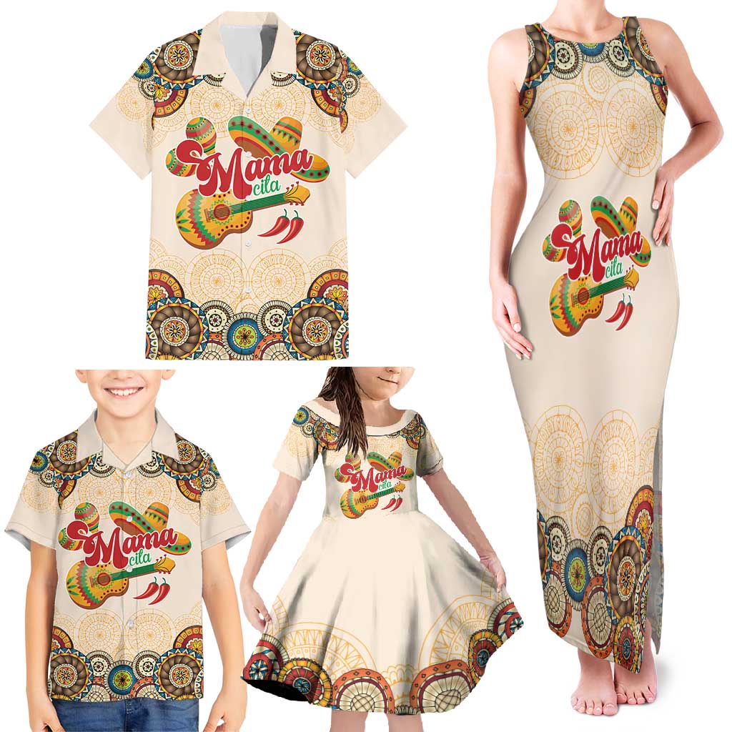 Mamacita Cinco De Mayo Spirit Family Matching Tank Maxi Dress and Hawaiian Shirt