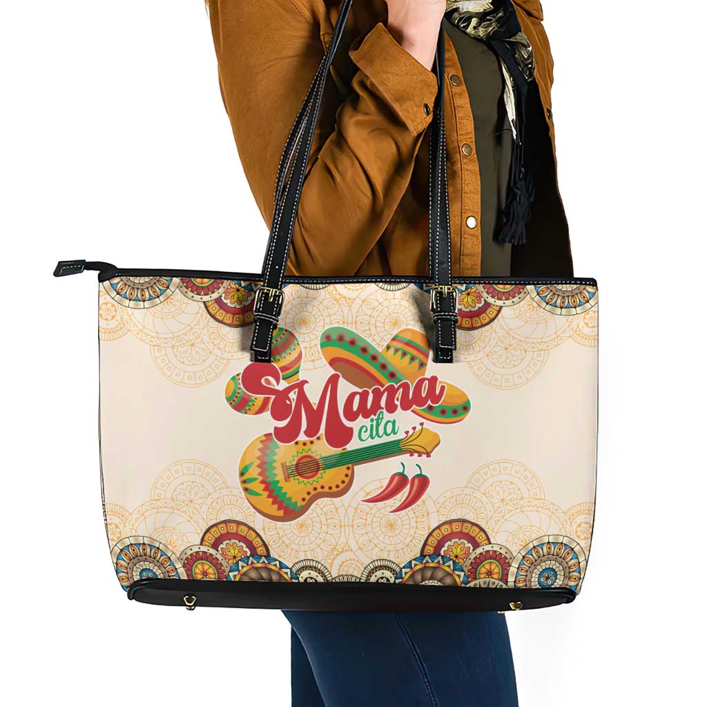 Mamacita Cinco De Mayo Spirit Leather Tote Bag