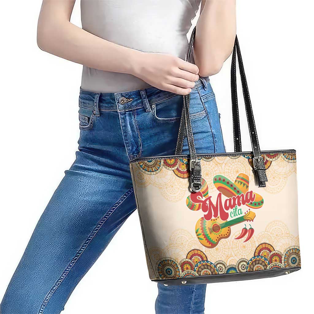 Mamacita Cinco De Mayo Spirit Leather Tote Bag