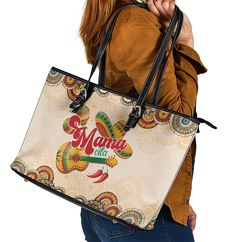 Mamacita Cinco De Mayo Spirit Leather Tote Bag