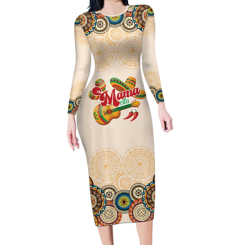 Mamacita Cinco De Mayo Spirit Long Sleeve Bodycon Dress
