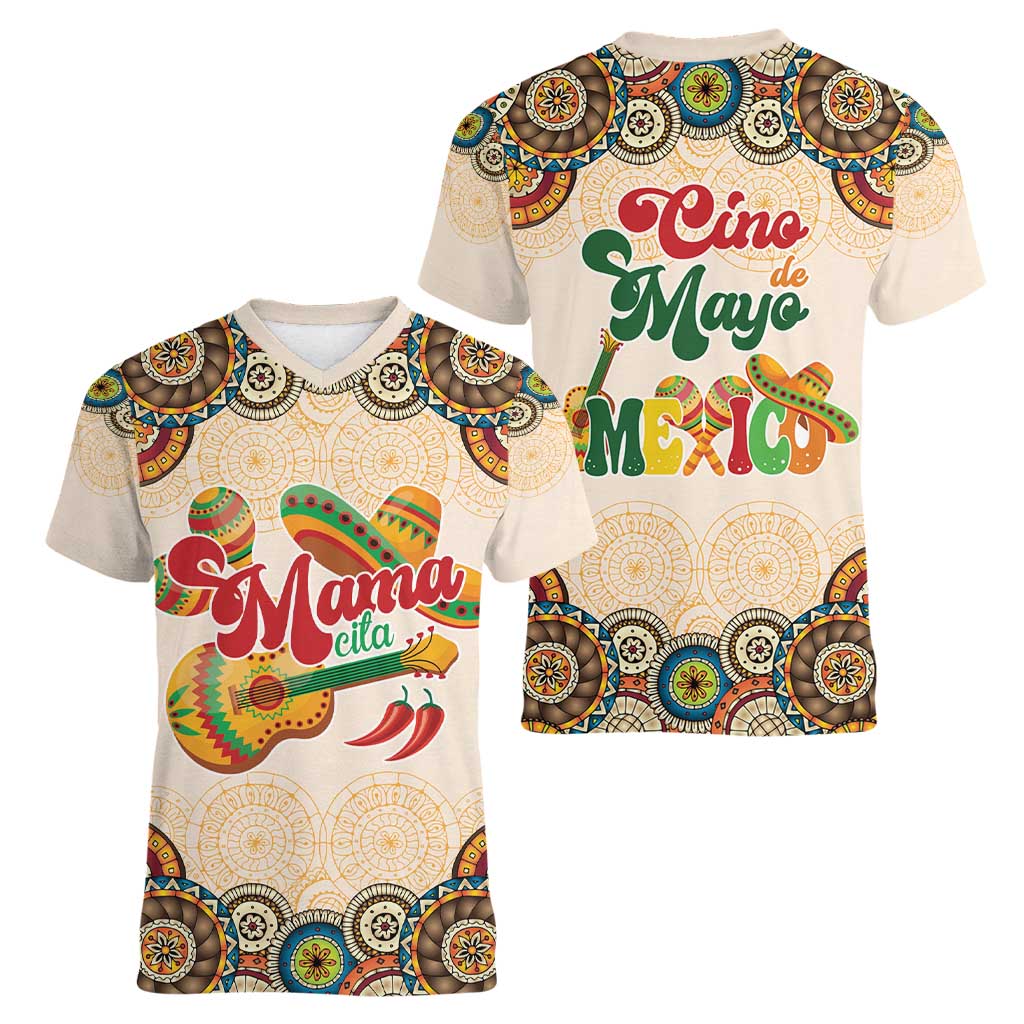 Mamacita Cinco De Mayo Spirit Women V-Neck T-Shirt