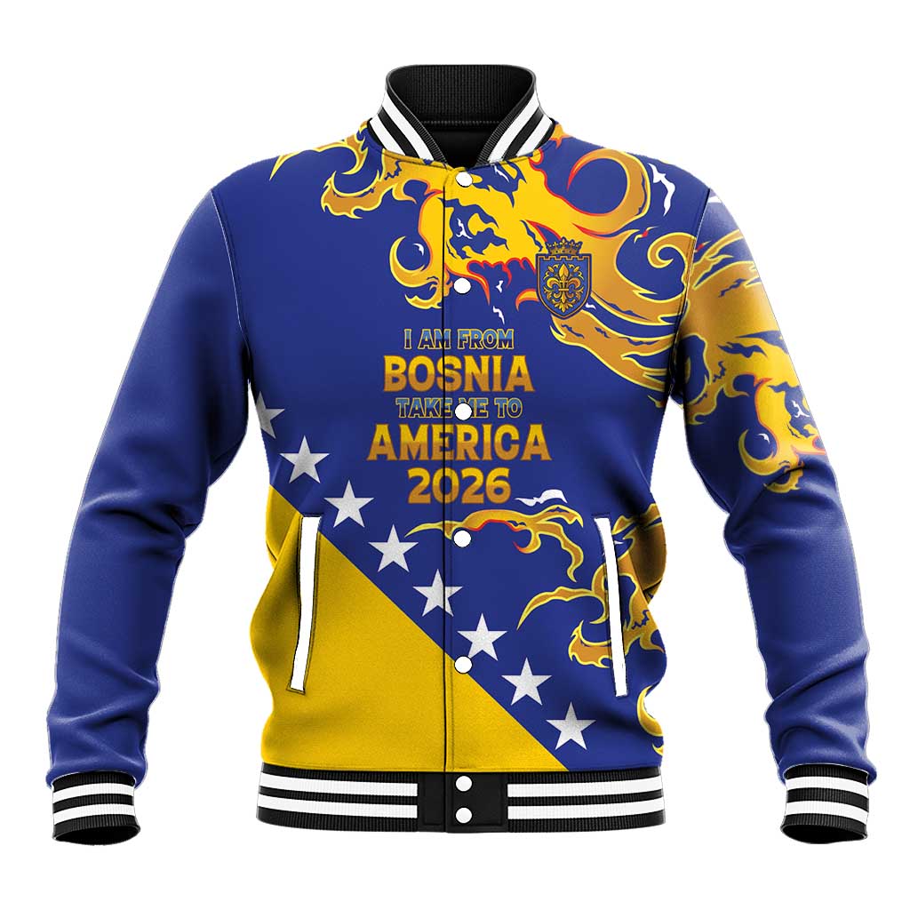 Custom Bosnia Football Dream 2026 Baseball Jacket Take Me To America
