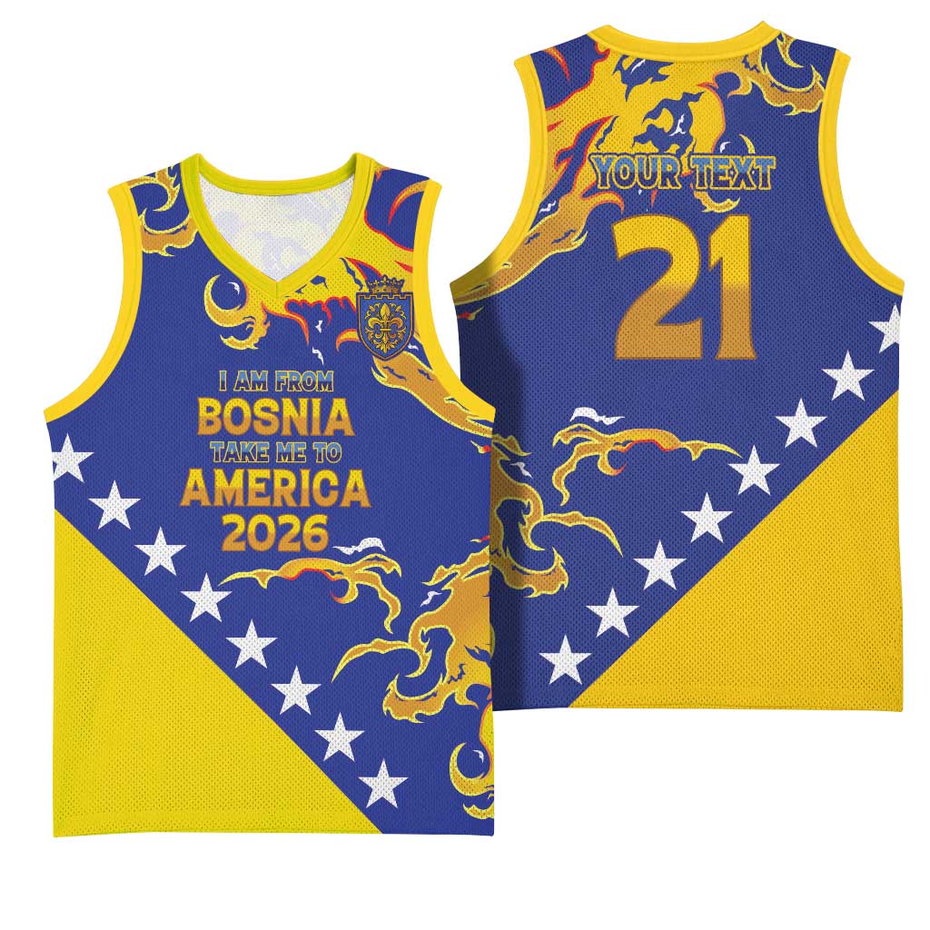 Custom Bosnia Football Dream 2026 Basketball Jersey Take Me To America